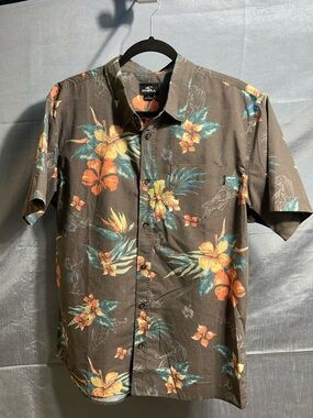 O'Neill grey Short Sleeve Tropical Floral Button-Up Shirt